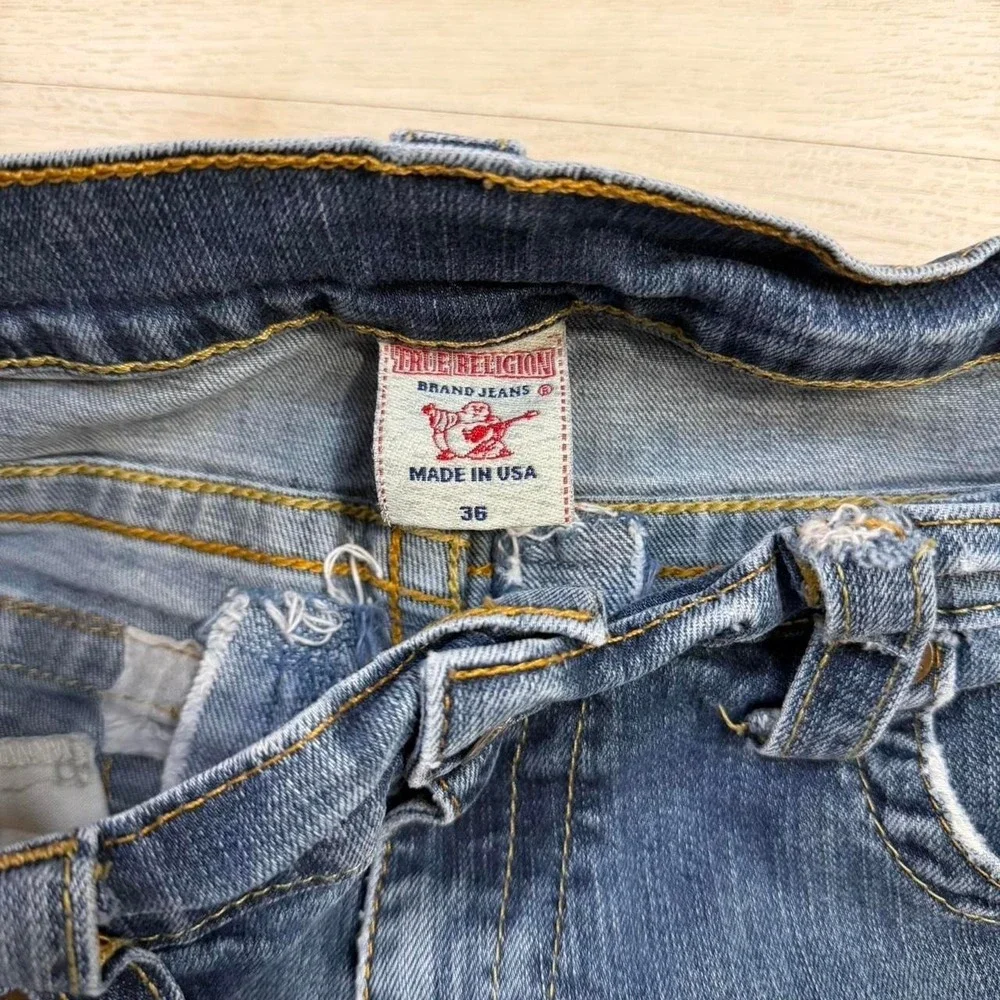 Y2K True Religion Ricky Stitch Bootcut Dark Wash Jeans Mens Size 36